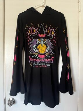 Killstar Crystal Gazer Dress - Psychic Readings - Hooded Graphic Dress